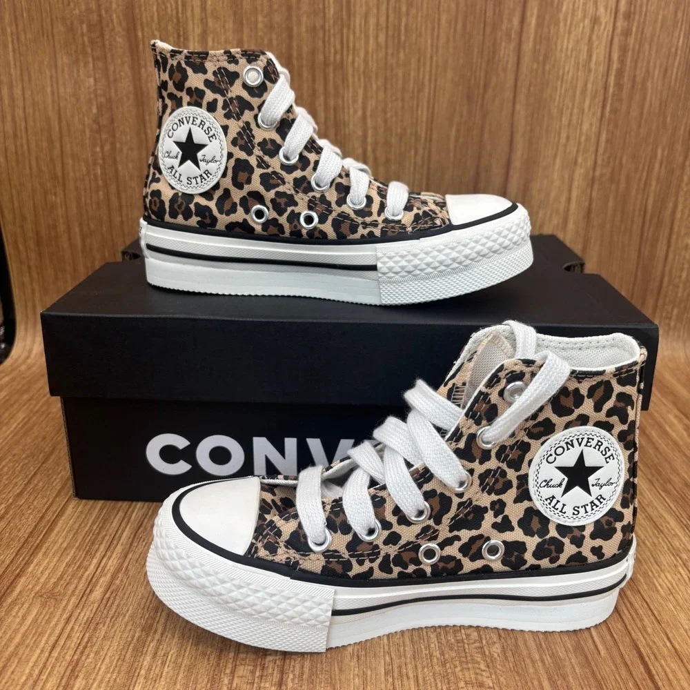 Converse CTAS EVA Lift Hi Youth 11 Leopard Print New Platform Sneakers NEW
